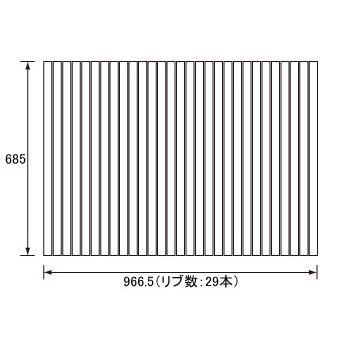 奥行き×幅：685×966．5mm （リブ数 : 29本） 本体材質・厚み：ABS樹脂・13．5mm・ホワイト 風呂フタフック：なし 対応シリーズ：ステンレスバス H・Dシリーズ 対応浴室（浴槽）サイズ：1000 発売日〜中止日：2003.11.10〜 GA101Sの代替品 生産終了品 GA101S GA102S GA108S