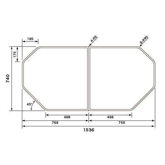 お風呂のふた パナソニック （松下電工 ナショナル) 組みふた RLA74KF9M (後継品 GTD74KN9M) 浴槽側水栓・ジェットE・マイクロバブル浴室洗浄付浴槽用