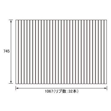 奥行き×幅：745×1067mm （リブ数 : 32本） 本体材質・厚み：ABS樹脂・13．5mm・ホワイト 風呂フタフック：なし 対応シリーズ：MRX (エムアールエックス) 対応浴室（浴槽）サイズ：1116 浴槽材質：FRP 発売日〜中止日：2007.12.01〜