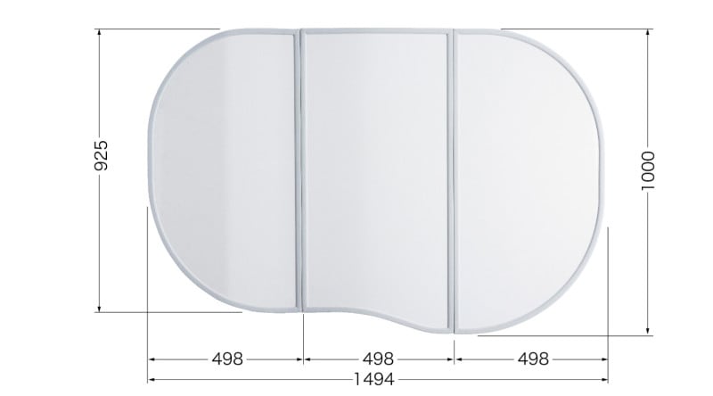 送料無料 お風呂のふた TOCLAS トクラス (旧ヤマハ） 3分割合わせ風呂ふた FFADHW2AX 1494(長さ)×1000(幅)