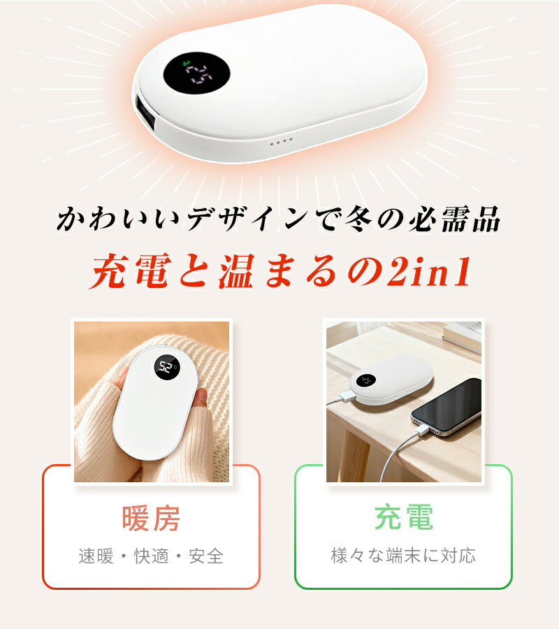 電気カイロ 充電式カイロ ハンドウォーマー 3段階温度調整 省エネ 即熱 速熱 モバイルバッテリー 6800mAh 大容量 長時間使用 小型 ミニ 軽量 コンパクト 繰り返し使える 安全設計 オシャレ 寒さ対策 クリスマス プレゼント 通勤通学 送料無料【PL保険加入済み安心】