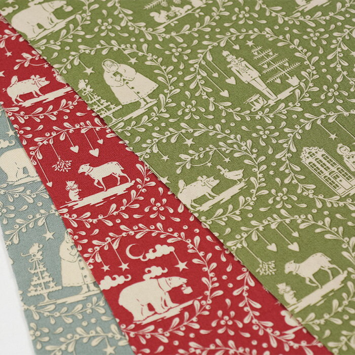 ☆11月頃再入荷予定☆【数量3(30cm)から10cm単位】Tilda ティルダ Merry Little Christmas Parerscenes ペーパーシーン ホーリー シーチング生地