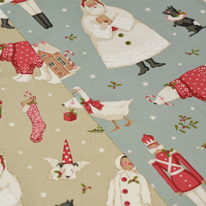 ☆11月頃再入荷予定☆【数量3(30cm)から10cm単位】Tilda ティルダ Merry Little Christmas Winterfriends ウィンターフレンズ ホーリー シーチング生地