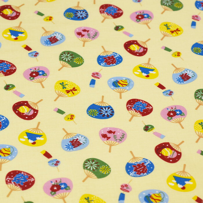 【数量3(30cm)から10cm単位】うちわと風鈴 プリント スケアー生地