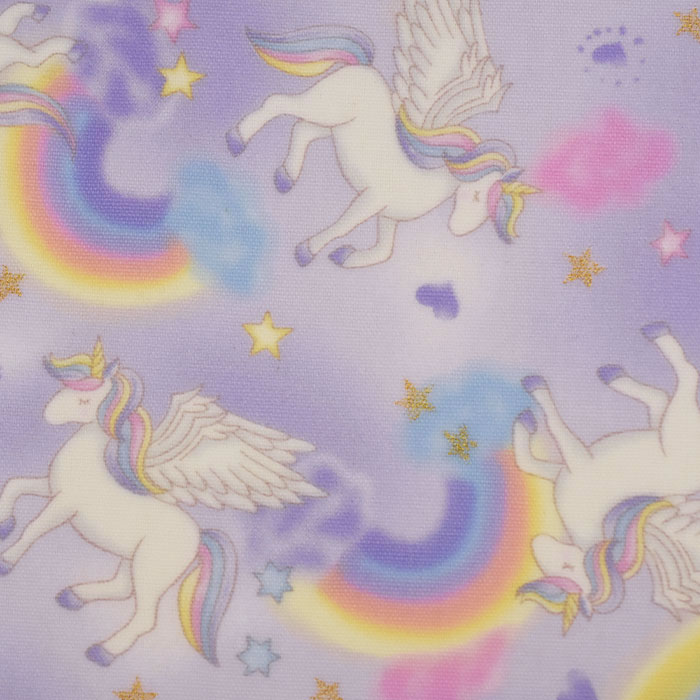 【数量3(30cm)から10cm単位】≪ラミネート/巻きで発送≫ オックスプリント ゆめかわ虹の国のユニコーン柄