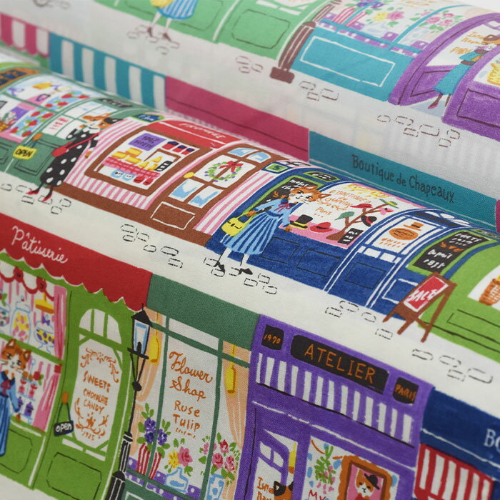 【数量3(30cm)から10cm単位】YUWA (有輪) Window shopping シャーティング生地