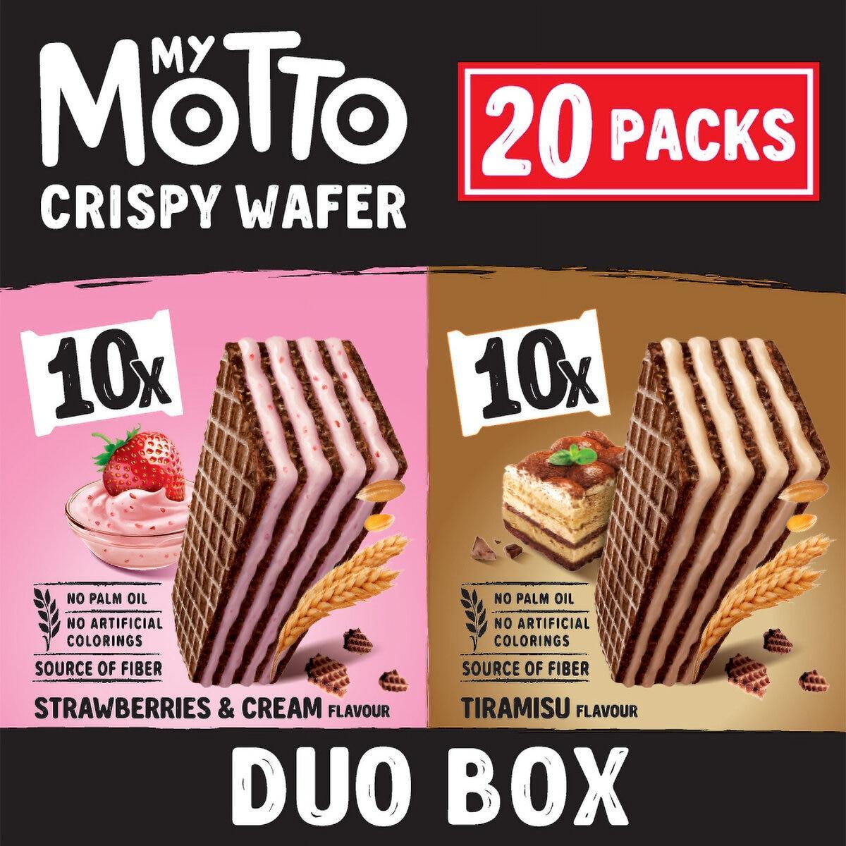 中式甜品 - 最大ポイント12倍!本日限定 マイモット クリスピーウエハースデュオ ティラミス ストロベリー 20パック