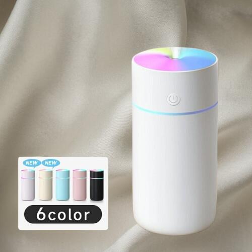 【スーパーセール限定！10％OFF！期間限定！】加湿器 卓上 超音波式 350ml 大容量 次亜塩素酸水対応 USB給電 七色LEDライト 静音設計 空焚き防止 水漏れ防止 2種類加湿モード ミニ加湿器 車載用 寝室 オフィス 子供部屋 花粉症 乾燥対策 お手入れ簡単
