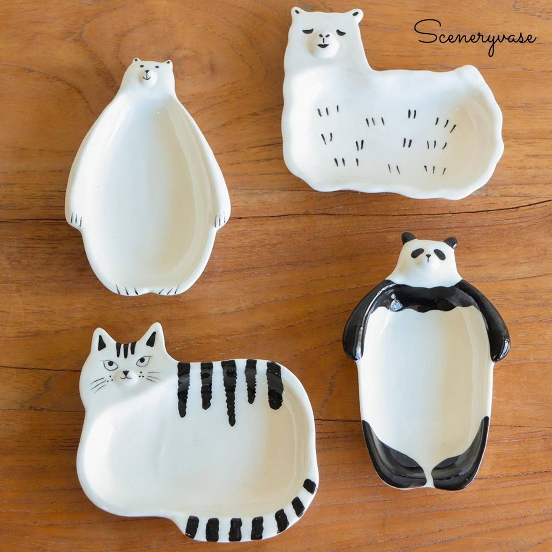 【クレエ】【シナリーベース】シナリー モチーフトレイ (4種) トレイ 食器 アニマル 動物 ねこ 猫 しろ..