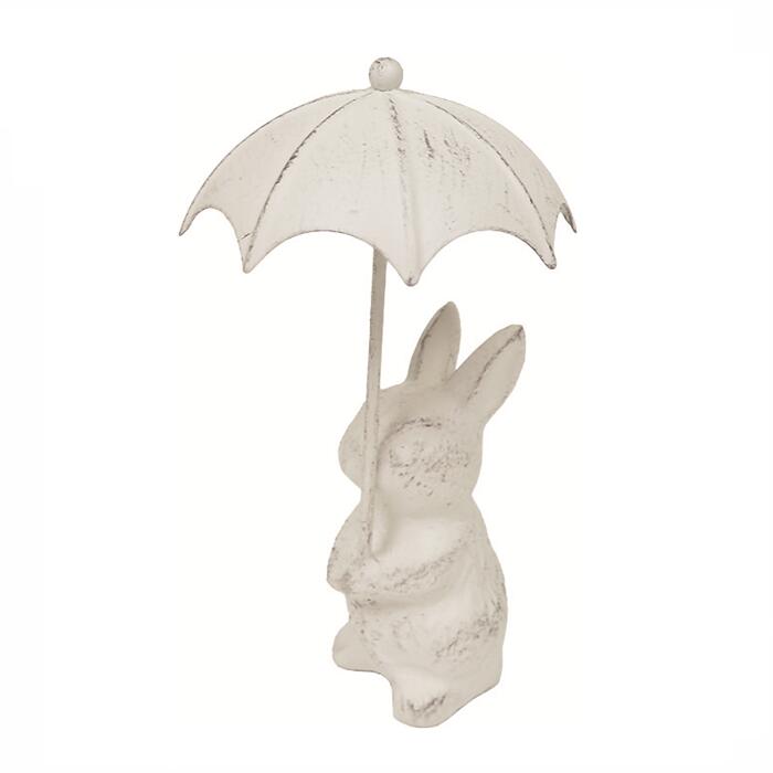 【村田屋】アンブレララビット ホワイト 6814【うさぎ 兎 ガーデン雑貨 ガーデニング オブジェ ガーデ..