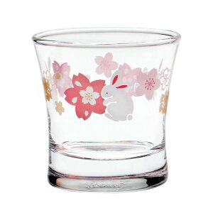 東洋佐々木ガラス グラス おしゃれ 日本酒グラス 酒杯 おめでたい柄 うさぎと桜 クリア 110ml 09126-J394