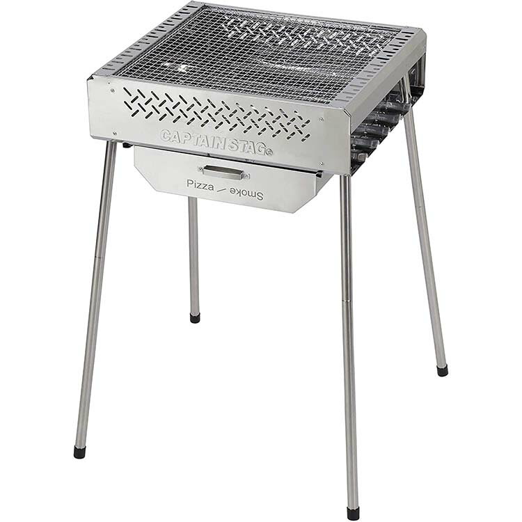 パール金属 キャプテンスタッグ バーベキューコンロ グリル 焚火台 ピザオーブン スモーク 1台7役 マルチファイアグリル ステンレス製 収納バッグ付き バーベキュー アウトドア ピザ 焼き鳥 グリル ステンレス 足つき 台 正方形 引き出し 七輪通販格安セール情報 楽天 通販