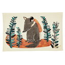【送料無料】 楠橋紋織 ティータオル morita MiW オオカミ(いつもの奇蹟) ブルー 約45cm×70cm 1-67961-21-B ( 今治 ふきん コットン 森田ミウ アニマル 動物 柄 水切り )