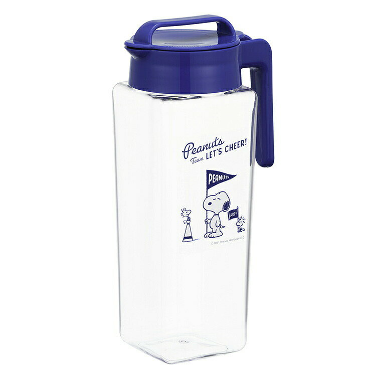 岩崎工業 冷水筒 麦茶ポット スヌーピー・タテヨコスクエア ブルー 2.1L K-1298SB