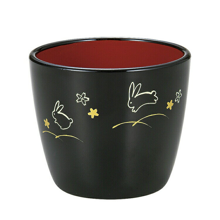 【送料無料】 宮本産業 そば猪口 夢うさぎ 麺つゆ入 黒 240ml