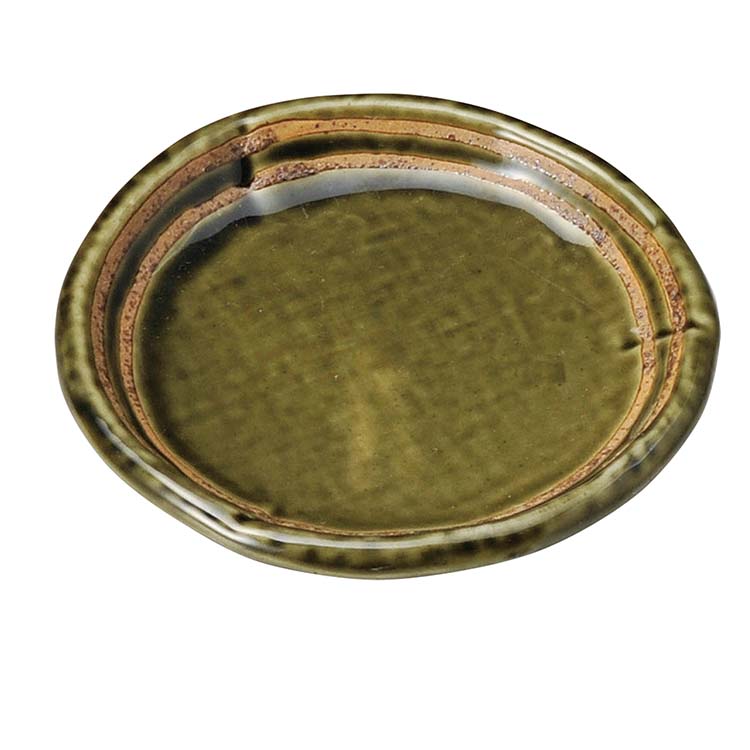 【送料無料】 セール ヤマサ坂井陶器 宗峰窯 皿 織部 ライン 丸 銘々皿 φ13×1.5cm 321-24-113