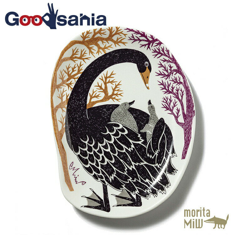 【送料無料】 楠橋紋織 小皿 morita MiW 湖畔の藪の黒鳥 パープル 約10.8×14.6×1.5cm M-68386-00-2 ( 森田ミウ MiW ...