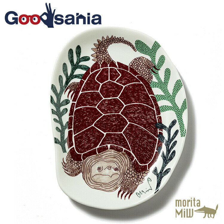 【送料無料】 楠橋紋織 小皿 morita MiW 水底の草原の亀 レッド 約10.8×14.6×1.5cm M-68388-00-2 ( 森田ミウ MiW お...