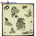 【送料無料】 丸全 風呂敷 綿風呂敷 北斎 漫画 おばけ エンジ 約50×50cm ( 和雑貨 綿 コットン ふろしき 和風 和小物 和装小物 土産 贈答 贈り...