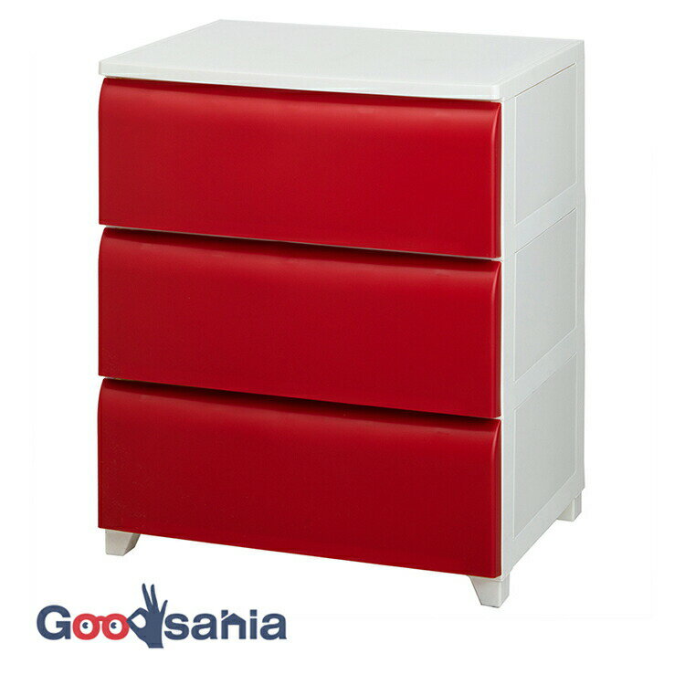 【送料無料】 平和工業 チェスト nodus ノーデュス 壁付チェスト wide ワイド 3段 日本製 レッド 約54×42×66.5cm ( タンス 収納ケース 組み立て 三段 衣類 収納 プラスチック )