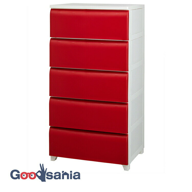 【送料無料】 平和工業 チェスト nodus ノーデュス 壁付チェスト wide ワイド 5段 日本製 レッド 約54×42×106.5cm ( タンス 収納ケース 組み立て 五段 衣類 収納 プラスチック )