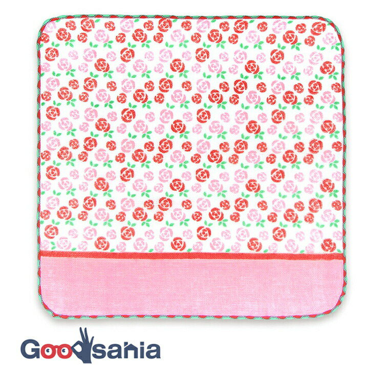 【送料無料】 宮本 ハンカチ 町娘のハンカチーフ〜花屋篇〜 バラ園 日本製 ピンク 約25×25cm 02829 ( 手ふき 手拭き ミニタオル 小さめ 柔らかい 正方形 柄 持ち歩き 外出 女性 花柄 )