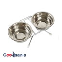 ドギーマンハヤシ カタカタ鳴らないツインディッシュ S ( 犬猫用 犬用食器 猫用食器 犬 猫 食器 ステンレス製 ツインディッシュ 丈夫 吸音ラバー付 ペット...