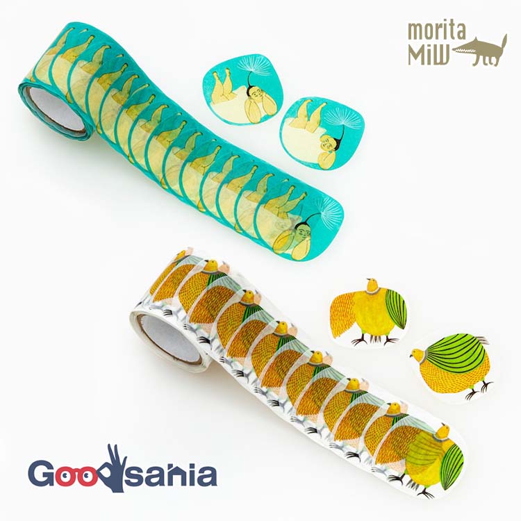 楠橋紋織 MiW マスキングシール (104枚巻) 全2柄 ( マスキング 文房具 moritaMiW 出発の空き地 M-68067-00-4 楽しいカワラバト M-68069-00-4 )