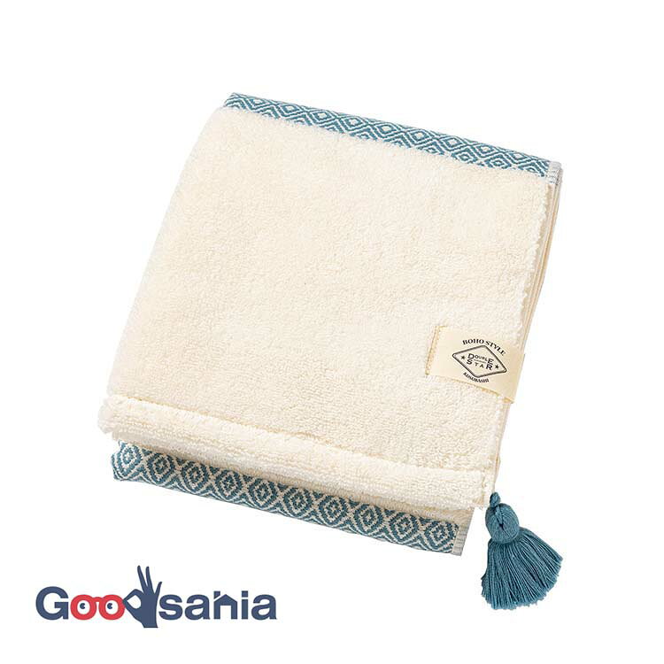 フェイスタオル 今治タオル BOHO ボーダー 約34×80cm(タッセル含まず) 日本製 ブルー 1-67488-31-B ( ..