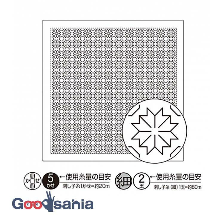 オリムパス 刺し子 花ふきん 布パック 一目刺し 約34×34cm 日本製 H-1034 菊の花 白 ( OLYMPUS 刺し子布巾 刺し子用ふきん 刺し子用布 刺し子布 刺し子 白色 白地 図案付き 花ふきん 木綿 )