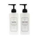 【送料無料】 リビング ディスペンサー ポンプボトル スクェア 2本セット ホワイト 600ml 業務用 家庭用兼用