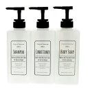 【送料無料】 リビング ディスペンサー ポンプボトル スクェア 3本セット ホワイト 600ml 業務用 家庭用兼用