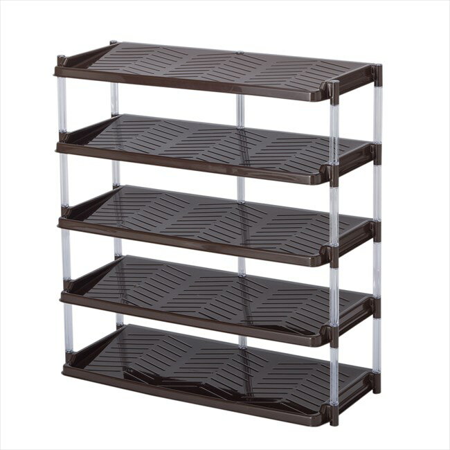 【送料無料】 平和工業 クリスタルシューズラック5段トリプル ブラウン