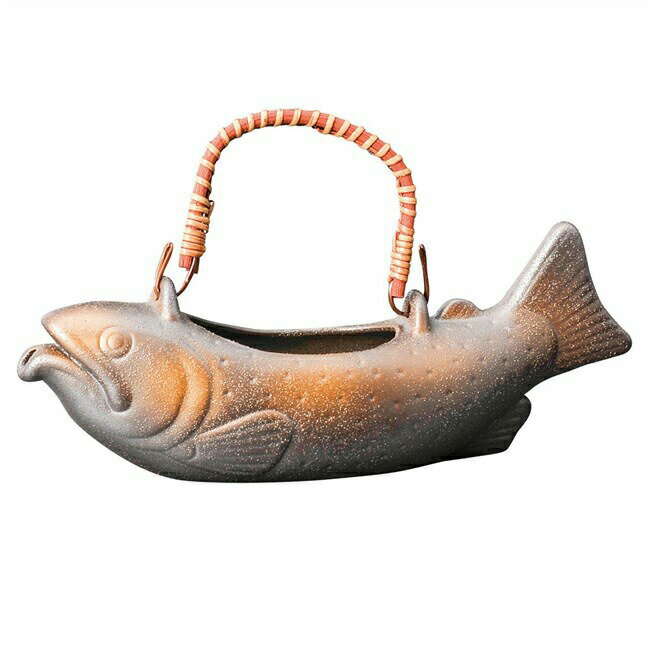 【送料無料】 宗峰窯 陶器 酒器 荒黒 イワナ 骨酒 大 650cc -(359-38-313)