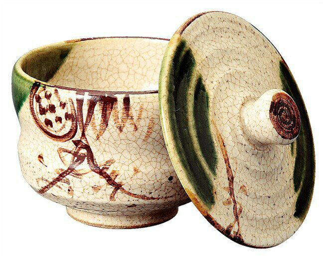 【送料無料】 宗峰窯 湯のみ 織部 蓋付き 煎茶 手造り φ8×8.5cm (502-24-083)
