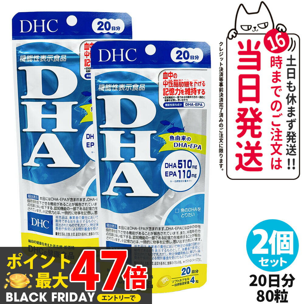 【2個セット・賞味期限2028年】DHC ディーエイチシー DHA 20日分 80粒 中性脂肪 記憶力 EPA サプリメント 健康食品 健康サプリ 美容サプリ 健康応援 送料無料