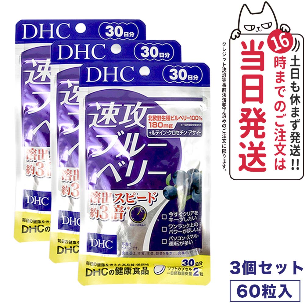 【3個セット 賞味期限2027/07】ディーエイチシー DHC 速攻ブルーベリー 30日分 60粒 サプリメント 送料無料