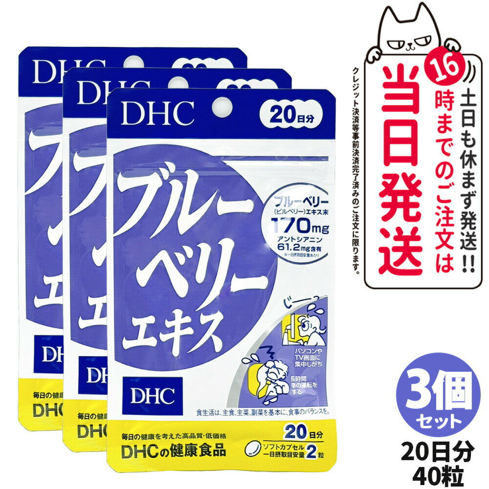 3個セット【賞味期限2027年】DHC ディーエイチシー ブルーベリーエキス 20日分 40粒 サプリメント 健康食品 栄養機能食品 健康サプリ 美容サプリ 健康応援 マルチサプリ 3個 送料無料