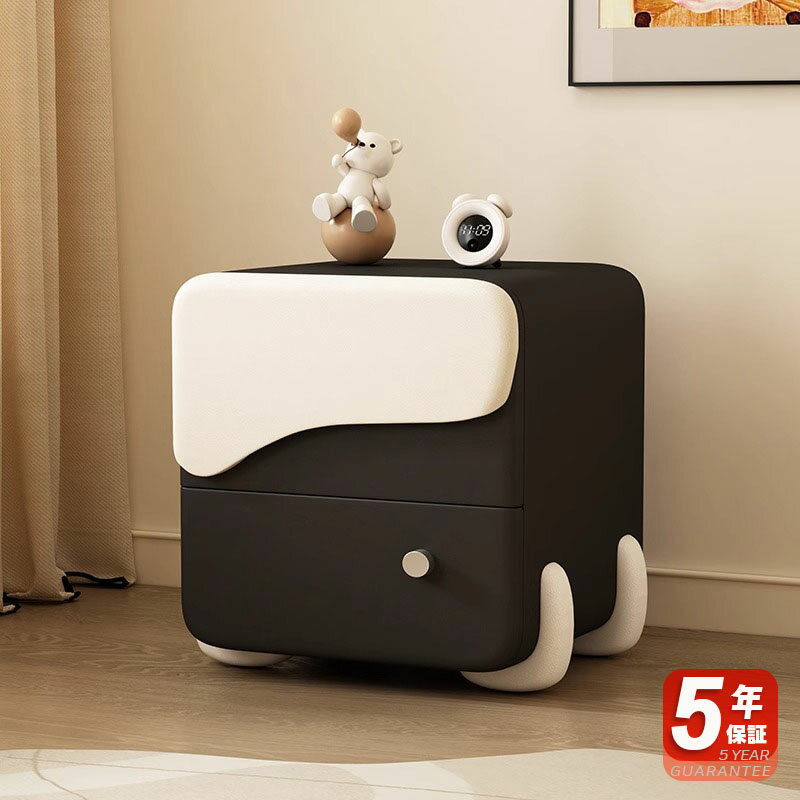 【5年保証】ナイトテーブル おしゃれ 引き出し ベッドサイドテーブル スリム 40cm/45cm/50cm幅 引き出し付き 北欧風デザイン コンパクト設計 送料無料 韓国 2段 合成革 木製 天然木 白 完成品 レザー調 コンパクト