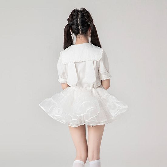 HomelyGoodsの【楽天スーパーSALE★全店最大1000円クーポン＆P5倍】 パニエ ミニ丈 超ミニ 25cm丈 多層オーガンジー 華やか ボリュームアップ 白 黒 フリル ふわふわ チュチュ スカート ロリータ メイド ゴスロリ ステージ衣 ダンス衣装 撮影 コスプレ｜アングル2