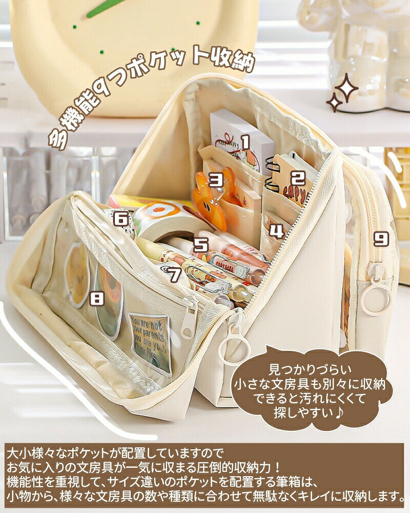 【マラソン★本店最大1000円クーポン＆SSP5倍】 ペンケース 筆箱 ポーチ 透明 大容量 多機能 ガジェットポーチ 自立 おしゃれ シンプル 化粧品 卓上収納ケース ペンスタンド 透明筆箱 筆入れ 高校生 中学生 ツール 韓国 子供用 大学生 homelygoods-10008387 HomelyGoods サンプル画像2