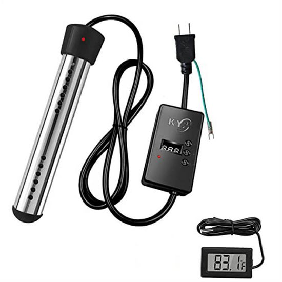 【製品仕様】:サイズ:パイプ全長270mmx幅40mm、定格電圧:110V、容量:1500W、セット内容:投げ込みヒーター(タイマー付き)、温度計。【急速加熱】内蔵の加熱トランジスタ、1500Wの高出力、5ガロンの水を加熱するのに数分しかかからず、水をより速く沸騰させ、より省エネになります。ヒーターを挿入する前に、ヒーターが完全に水に浸っていることを確認してから、使いやすい電源を接続してください。【タイミング機能】タイマーを使えば、加熱時間の調整も可能です。液晶ディスプレイ付きの電子タイマーを内蔵しているので、加熱時間の調整が一目でわかり、加熱終了時にはビープ音で知らせてくれます。電源の切り忘れの心配もありません。【高品質・安全】二重のU字型の厚い加熱管は304ステンレス鋼でできており、より速く、より安全に加熱します。 ステンレス鋼の火傷防止ガードの設計は取り外し可能で、掃除が簡単です。【注意事項】ヒーターが作動しているときは、水温をテストするために電源プラグを抜く必要があります、このヒーターは水用に設計されており、水以外の液体には使用しないでください。投げ込みヒーター 電気浸漬給湯器ロッド