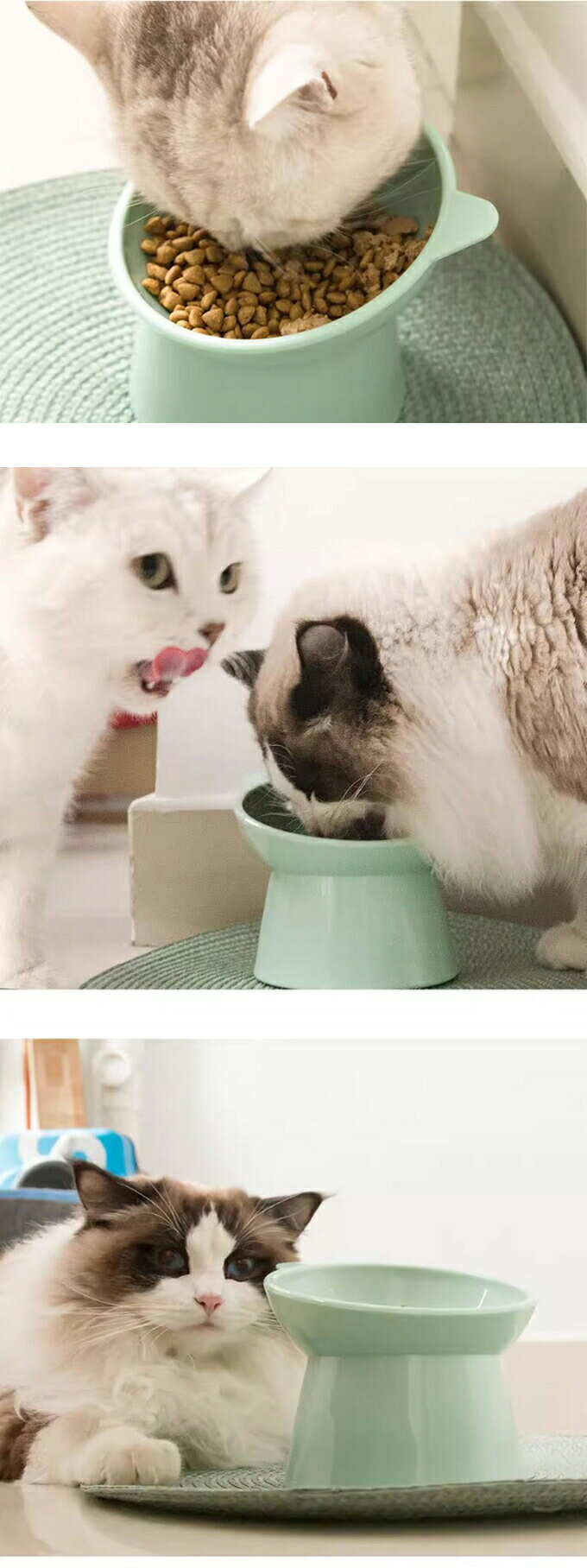 HomelyGoodsのフードボウル 食べやすい 傾斜 高さがある おしゃれ 猫 犬 食器 餌入れ ペット 猫用食器 猫の食器 吐き戻し ご飯皿 猫皿 餌皿 ご飯台 餌台 かわ オシャレ フードスタンド 食器台｜アングル3