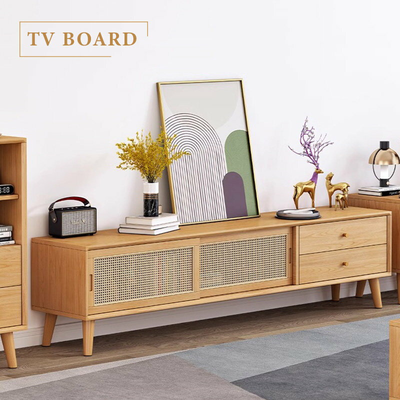 【5年保証】テレビ台 テレビボード 120cm 140cm 180cm 200cm テレビラック ローボード TVボード TV台 収納棚 リビング 収納 ラタン調 ラタン風 ナチュラル 木製 コード穴 脚付き 木目調 おしゃれ 一人暮らし 韓国 ラタン キャビネット