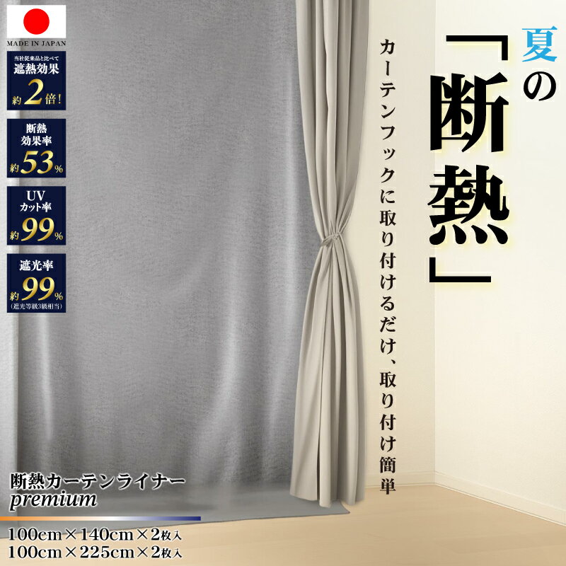 断熱カーテンライナー プレミアム 断熱 ビニールカーテン 100×140cm 100×225cm 2枚組 シルバー 防寒 寒さ対策 暑さ対策 西日対策 冷気を防ぐ 遮光 暖房 冷房 窓 冷気遮断 冷暖房効率UP 省エネ 防カビ UVカットシンプル 明和グラビア RSL