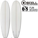 サーフボード ファンボード 6'8 クリア ホワイト 白 シンプル 無地 初心者 SURFBOARD トライフィン フィン付 FCSフィン 小波 セカンドボード...