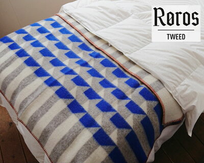 ロロスツイード ブランケット クヴァム ブルー オレンジ 【送料無料】ギフトに最適 大判 北欧 135×200cm ウール 羊毛 贈り物 ギフト