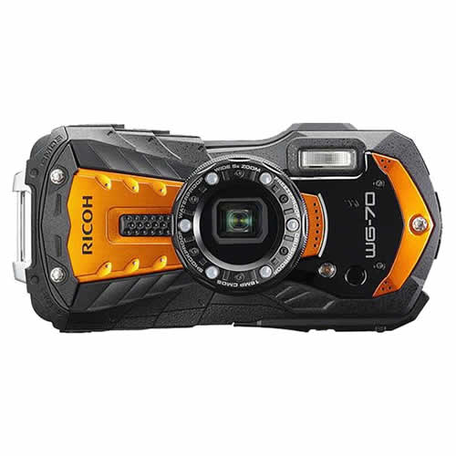 (SD16GB＆シリコンジャケットセット) リコー RICOH WG-70 オレンジ 防水・防塵・耐衝撃・防寒 デジタルカメラ 【防水カメラ】