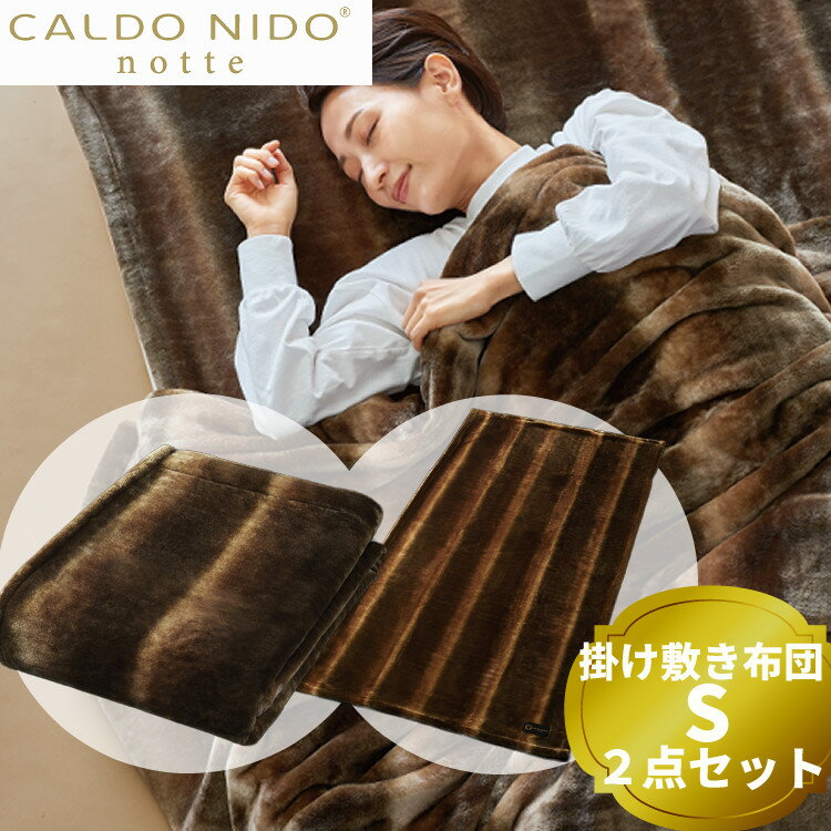 (2点セット)カルドニード ノッテ3 掛け敷き毛布セット オーロラブラウン シングル(メーカー直送)(代引不可)(ラッピング不可)
