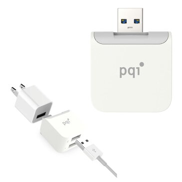 スマホ 自動バックアップ iPhone/Android対応 MFi認証取得品 USB3.1 PQI iCube（アイキューブ） ICB-WH USBフラッシュドライブ （ラッピング不可）